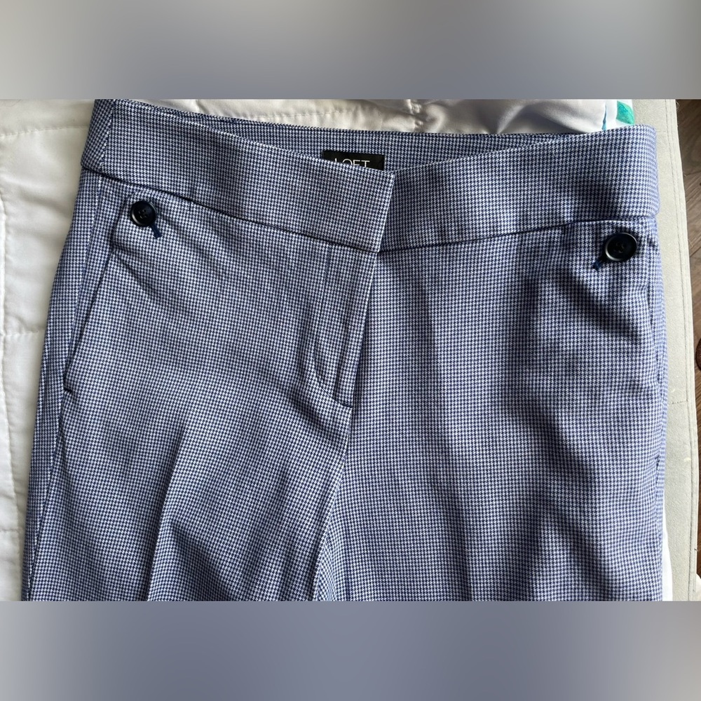 Loft Blue/white checkered dress pants